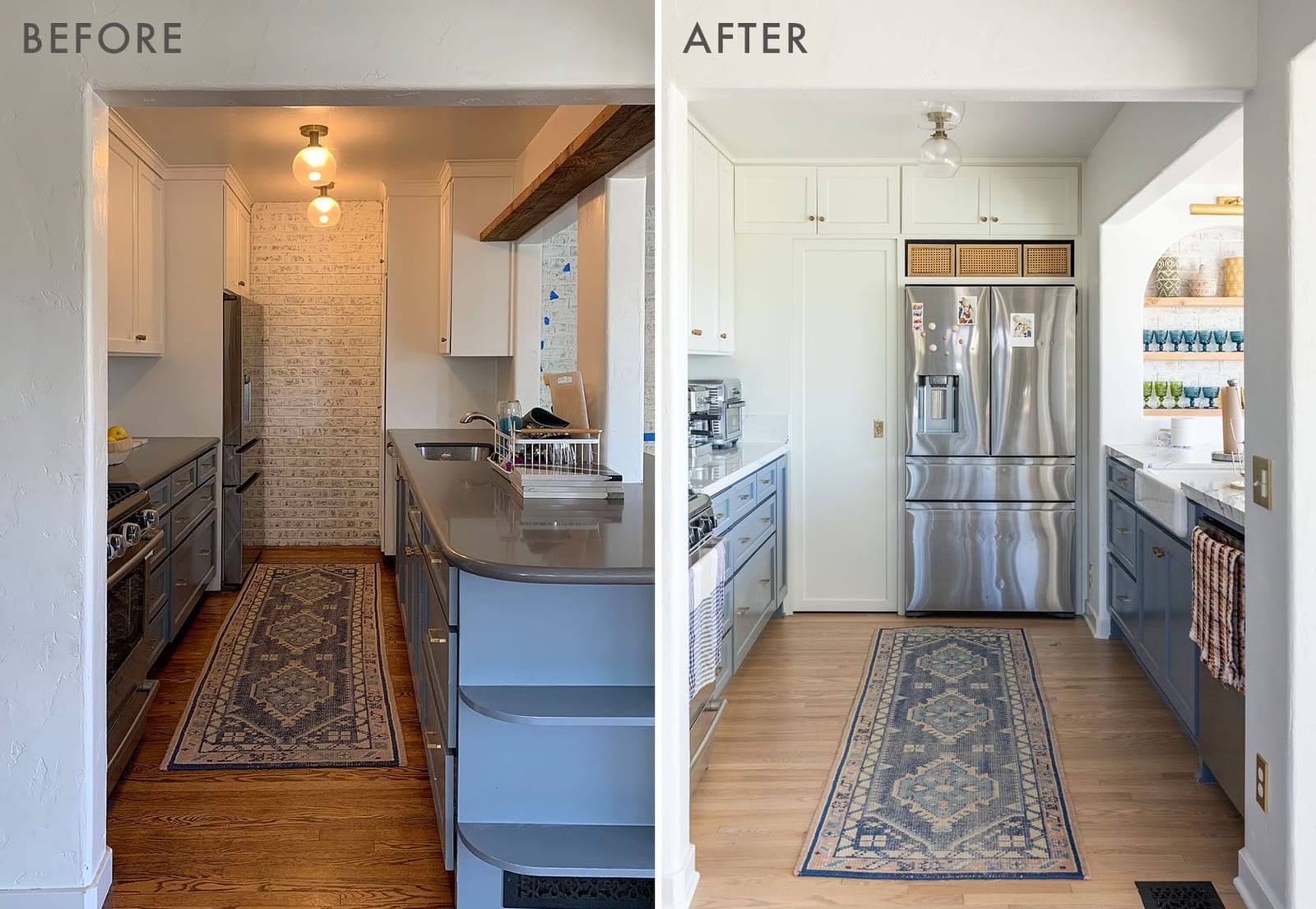 Before and after: Small galley kitchen remodel with new cabinets and flooring