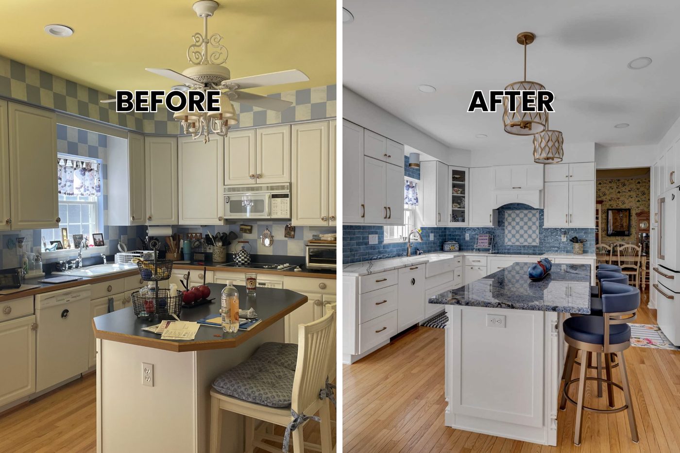 Before and after: Kitchen renovation with new backsplash tile and countertops