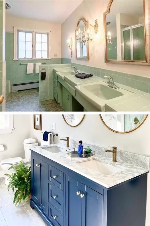 Bathroom remodel before and after