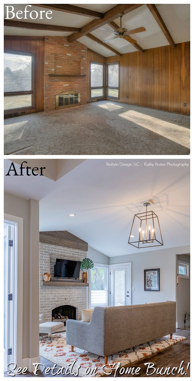 Living room renovation before and after